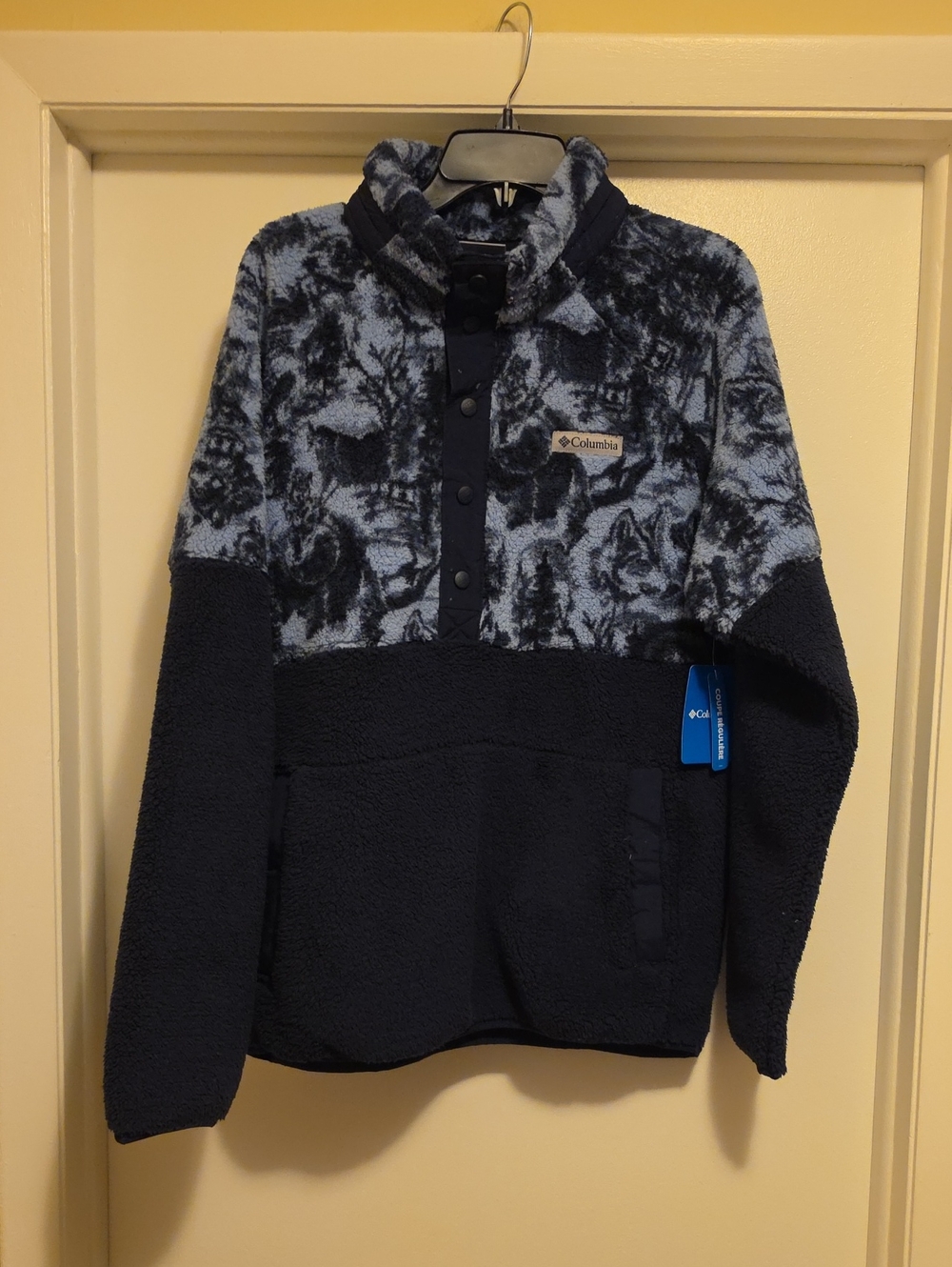 NWT: Columbia Men’s Big Timber Peak Navy & Light Blue Half-Snap Fleece